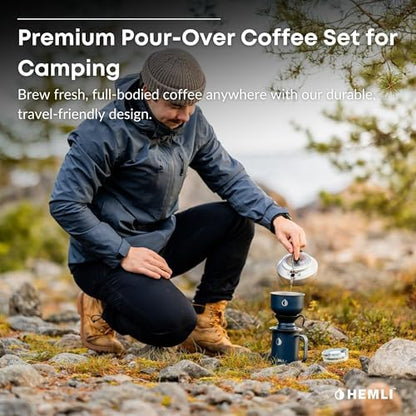 16 oz Pour Over Camping Coffee Maker Set– Vacuum Insulated Mug with Leakproof Lid, Stainless Steel Micro Filter, Portable Coffee Maker for Camping, Travel & Outdoor Adventures