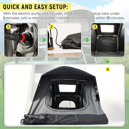 Inflatable Rooftop Tent for Car Truck, 2-3 Person Camping Roof Top Tent with Inflatable Mattress & Ladder for Outdoor Adventure, Easy Set-up