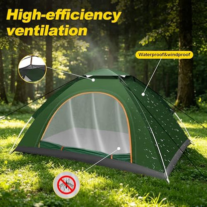 Camping Tent 2/3 Person，Portable Double Layer Outdoor Dome Tent, Waterproof Windproof Easy Setup - Suitable for Adventure, Weekend Hiking Trips