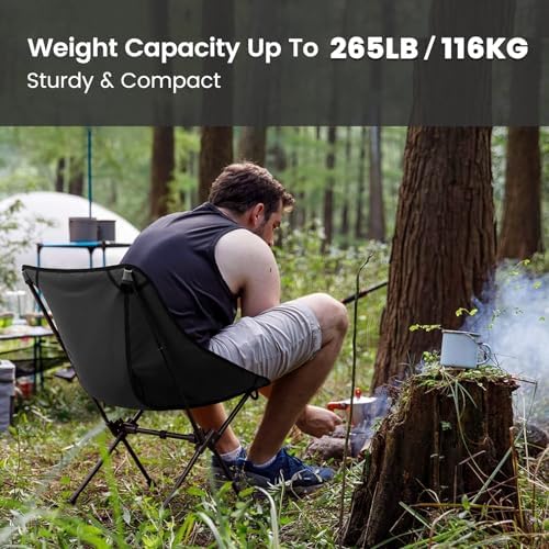 CAMEL CROWN Portable Camping Chair Folding Compact Lawn Lightweight Backpacking Chair with Carry Bag for Outdoor Hiking Beach Travel Picnic Festival Black 2pc