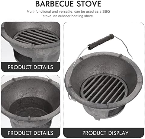 DOITOOL Cast Iron Charcoal Stove Outdoor Portable Bbq Stove for Camping Backyard Grilling and Picnic Cooking 8.26 X 8.26 X 4.33 in 1