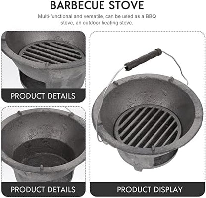 DOITOOL Cast Iron Charcoal Stove Outdoor Portable Bbq Stove for Camping Backyard Grilling and Picnic Cooking 8.26 X 8.26 X 4.33 in 1
