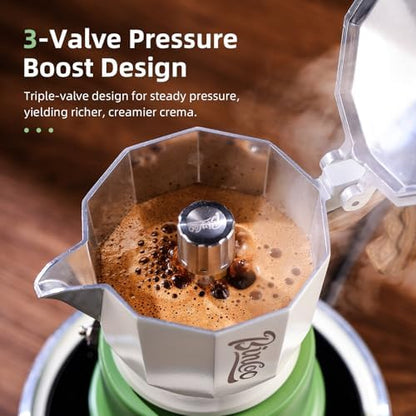 Bincoo Espresso Maker Stovetop,Camping Moka Pot 2 Cup/120ML,Stove Top Espresso Italian Coffee Maker,Easy to Use (Pink-black)