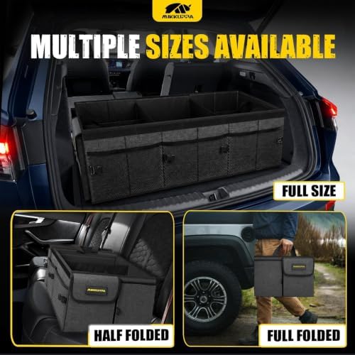 MIKKUPPA Trunk Organizer with Lid - 95L Collapsible Car Organizer, Gray