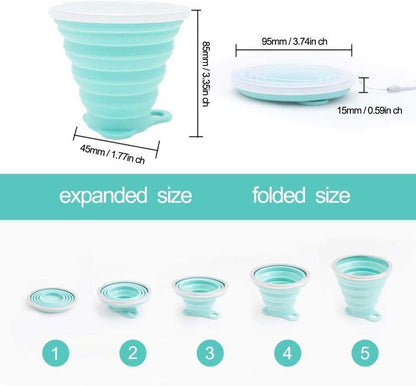 IYYI Collapsible Cups for Traveling, Silicone Collapsible Cups, Camping Mugs, Foldable Cup, Folding Cup for Camping, Hiking, Outdoors, Travel (Gray-Green)