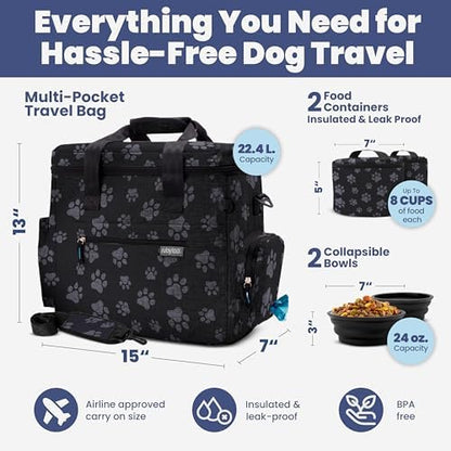 Rubyloo Original Doggy Bag™ Dog Travel Bag for Supplies with Travel Bowls
