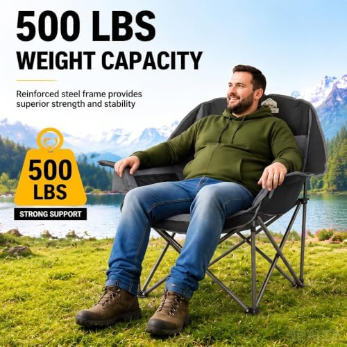 Colegence Oversized Camping Chair for Adults, Padded Lawn Chair 1 Pack