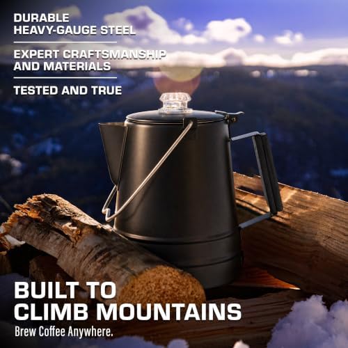 COLETTI Butte & Scoutmaster Coffee Percolator Camping — Percolator Coffee Pot, NO Aluminum or Plastic (Black, 14 Cup)