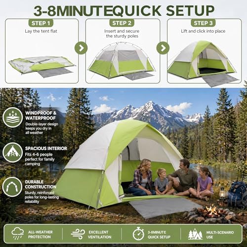 XL Camping Tents 4/6 Person Waterproof Double Layer Dome