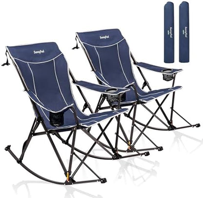 SUNNYFEEL 2 Pack Oversized Folding Rocking Camping Chair 500lbs