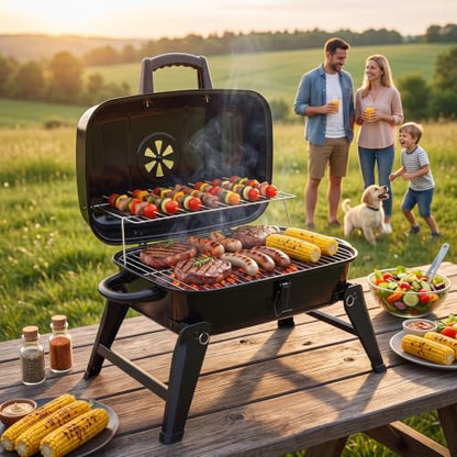 Portable Charcoal Grill, Small Foldable Tabletop BBQ Grill
