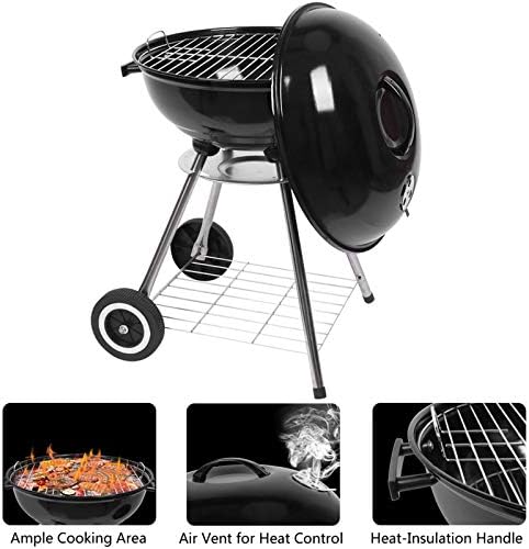 Outvita 18 inch Portable Charcoal Grill, Stainless Steel BBQ Kettle