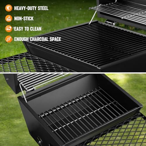 Stanbroil Park Style Charcoal Grill with Lid & Warming Rack, 16-Inch