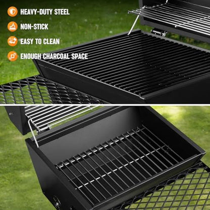 Stanbroil Park Style Charcoal Grill with Lid & Warming Rack, 16-Inch