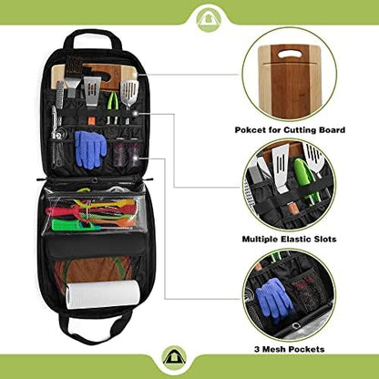 HODRANT Hanging Camp Utensil Organizer with Towel Paper Holder for Travel