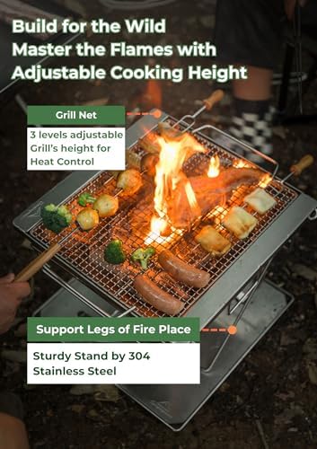 CAMPINGMOON Extra Large Portable Fire Pit Grill Wood Burning MT-055