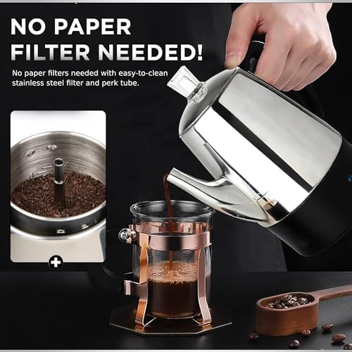 Mixpresso 10 Cup Electric Percolator Coffee Pot, Stainless Steel