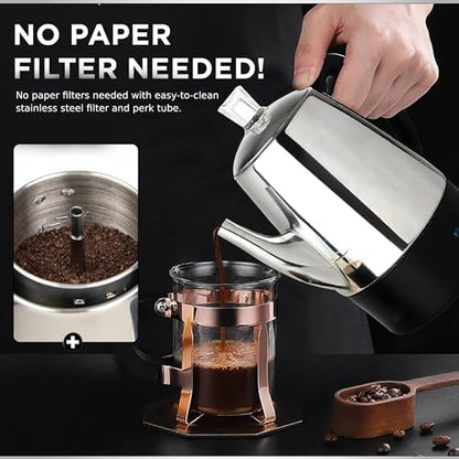 Mixpresso 10 Cup Electric Percolator Coffee Pot, Stainless Steel