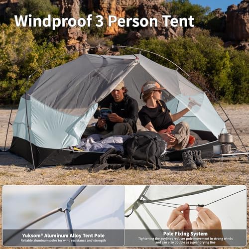 Naturehike Mongar Upgraded 1/2/3 Person Backpacking Tent,Waterproof Lightweight Camping Tent with Footprint