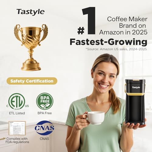 Tastyle Mini Single Serve Coffee Maker for K Cups and Grounds with Handle