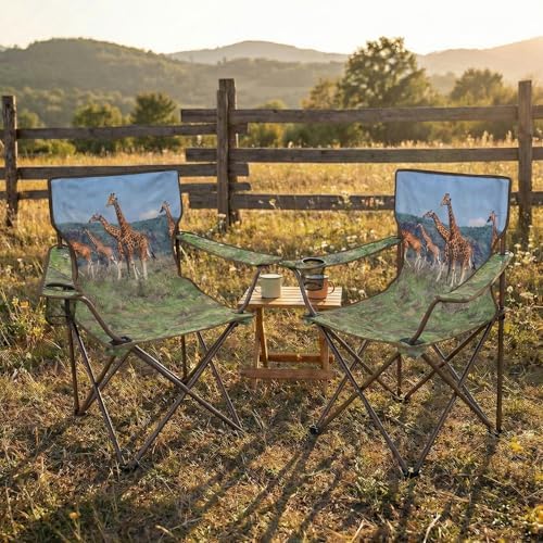 Camping Chairs 2 Pack with Animal Print,Folding Lawn Chair with Cup Holder & Carry Bag for Outdoor,Sports,Beach,Fishing,Sports