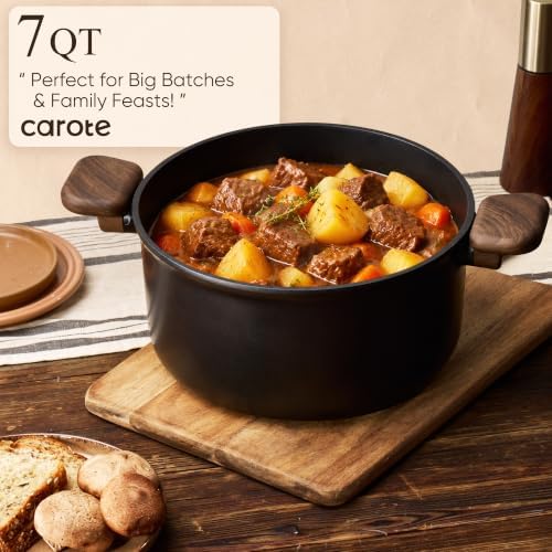 CAROTE 33pcs Pots and Pans Set Non Stick, Detachable Handle Cookware, Black