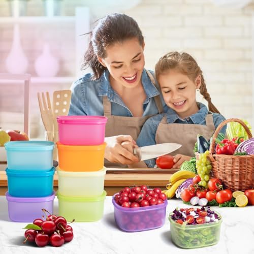 7-Piece Meal Prep Containers — 3.8-Cup Reusable Airtight Plastic Food Storage Containers with Lids, BPA-Free, Microwave/Freezer/Fridge Safe, Stackable Lunch & Leftovers Organizer(900ml)