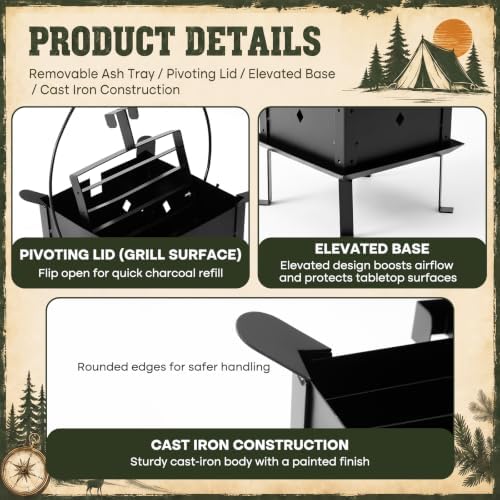 Vintage 18th Century Iron Brazier, 8" Portable Charcoal Grill