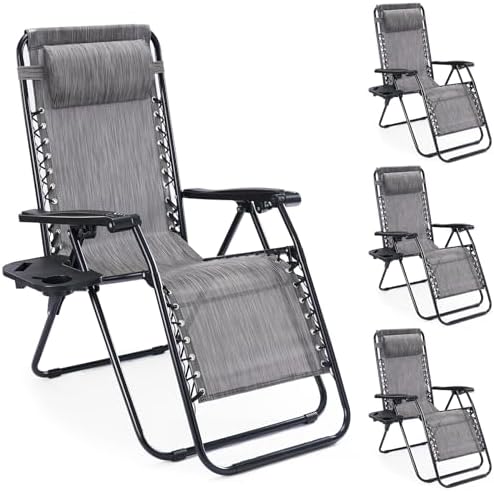 NEWBULIG Zero Gravity Chairs Set of 4, Folding Lounge Recliner Chair