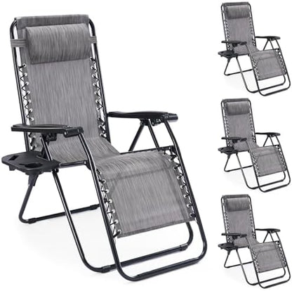 NEWBULIG Zero Gravity Chairs Set of 4, Folding Lounge Recliner Chair