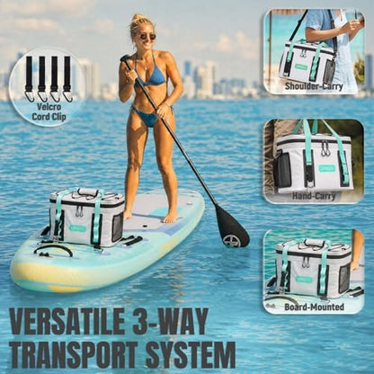 UPWELL Paddle Board Accessories, Waterproof SUP Cooler Bag with TPU Zipper, PVC Dry Bag, 42 Cans Surf Kayak Cooler