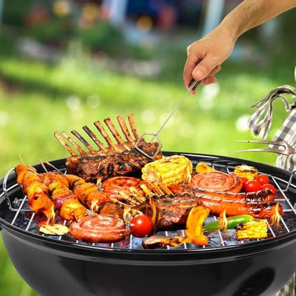 Outvita Charcoal Grill, 18 inch Stainless Steel BBQ with Wheels, Black