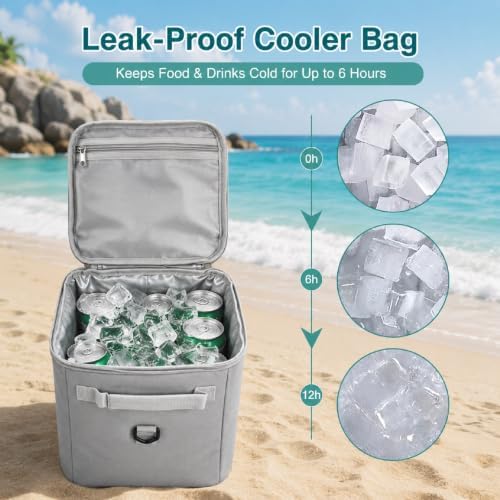 2-in-1 Insulated Cooler Organizer Insert for Bogg Bag XL – Leak-Proof Ice Chest with Zipper and Cup Holder Included – Lightweight Mesh Divider Pouch for Beach, Camping, Road Trips