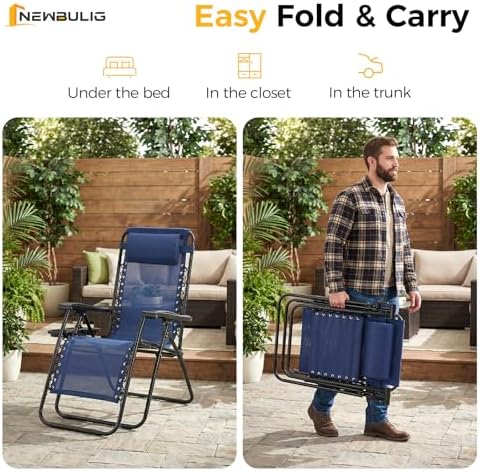 NEWBULIG Zero Gravity Chairs Set of 4, Folding Lounge Recliner Chair