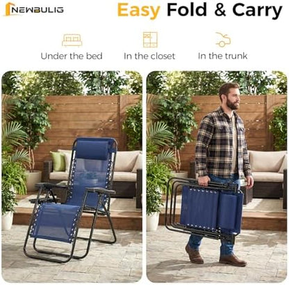 NEWBULIG Zero Gravity Chairs Set of 2, Folding Lounge Recliner Chair