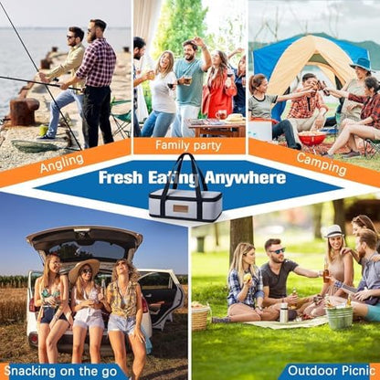 Chilled Portable Snackle Box Container, Beach Essentials for Summer, Divided Serving Tray with Reusable Ice Pack & Insulated Bag, Snack Containers for Road Trip Charcuterie Snack Picnic