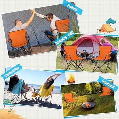 HaSteeL Camping Chair for Adults, Folding Beach Chair Set of 2, Large Foldable Portable Chair for Outdoors Fishing, Hiking, Sporting, Travel, Picnic, Lawn, Hold 275lbs & A Storage Bags (Orange)