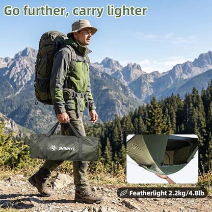 ShinHye Backpacking Tent 2/3/4 Person - Ultralight Dome Portable Tents for Camping Easy Set Up, Outdoor Hiking Waterproof Camp Instant Tent Two Doors Double Layer