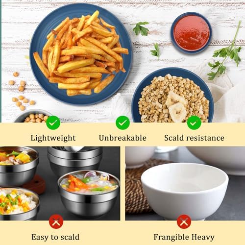 Wheat Straw Dinnerware Sets for 4,Dishwasher & Microwave Safe Plates and Bowls Sets 16 PCS,Unbreakable Dish Sets for Kitchen,Camping and Outdoor, Dinner Plate,Sauce Dish,Cereal Bowl,Cups- Multi color