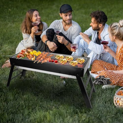 KOCASO Foldable Charcoal BBQ Grill Stainless Steel Grill Net Easy Setup Portable Tabletop Barbecue Grill for Camping Picnic Outdoor Party Backyard