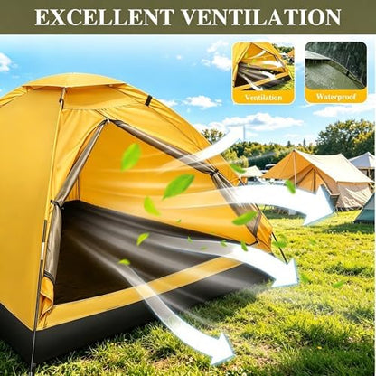 1-2 Person Camping Tent, Easy Manual Setup Dome Tent, Waterproof Windproof Lightweight Backpacking Tent with Breathable Mesh for Hiking, Outdoor Travel & Beach