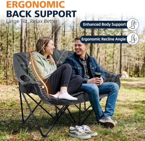 Double Camping Loveseat Chair - Oversized Padded Chair for Adults