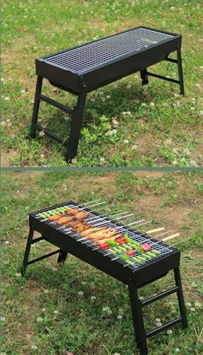 Portable Folding Charcoal Grill, Stainless Steel BBQ Grill for Camping