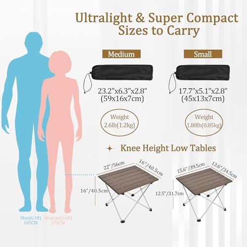 Grope Portable Camping Table,Aluminum Folding Beach Table (Coffee-S)