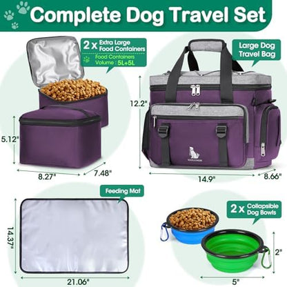 IGOLUMON Dog Travel Bag Large Waterproof Pet Travel Bags Set for Supplies