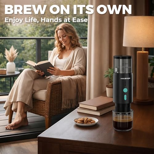 HAUSHOF 20 Bar 2-in-1 Portable Espresso Machine, USB-C Travel Coffee Maker
