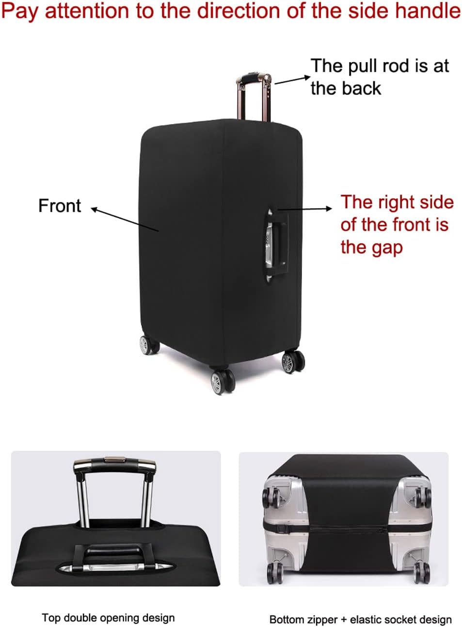 MosaiRudo Thicker Luggage Cover Elastic Suitcase Cover Protector Fits 18-32 Inch Suitcase Travel Accessories (Black, M)