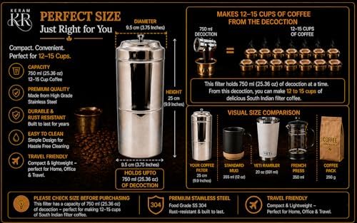KERAM South indian filter coffee maker indian style 25.4 oz (750 ml)
