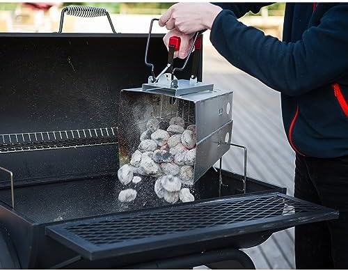 Royal Gourmet Foldable Charcoal Chimney Fire Starter Camping Grill, silver and red