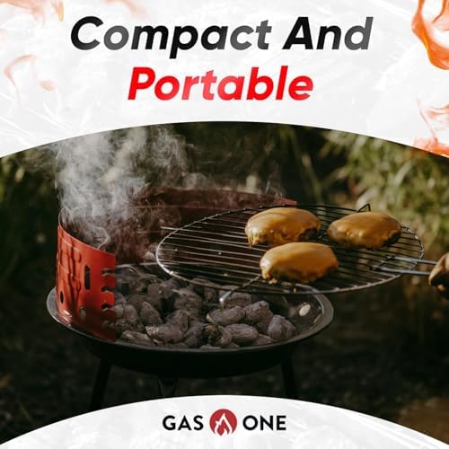 GasOne Charcoal Grill – Barbecue Grill with 4 Levels for Flame Control – Dual Venting System – Portable for Backyard, Camping, Boat, Red